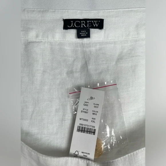 J.CREW Size XXL Squareneck Button-Up top 100% Linen White - Picture 15 of 16